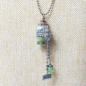 ARTISAN Wish Glass Bottle Glitter Upcycled Necklace